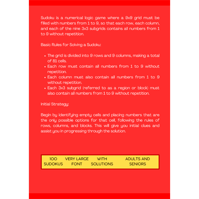 Easy Sudokus for Adults and Seniors - Very Large Font - Vol. 2: 100 Sudokus with Included Solutions - Easy Level