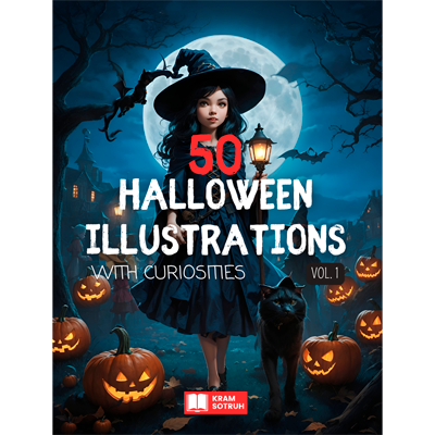 50 Halloween Illustrations + curiosities Vol. 1: Black and white high-quality images to enjoy Front Cover