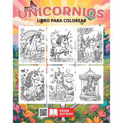 Contraportada Libro de colorear Unicornios para niños +6 años: Muchas páginas para colorear de adorables Unicornios! (Perfecto para regalo)