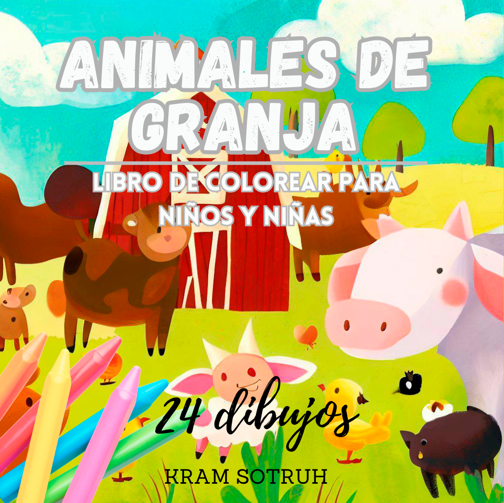 ANIMALES DE GRANJA - Libro de colorear para niños y niñas