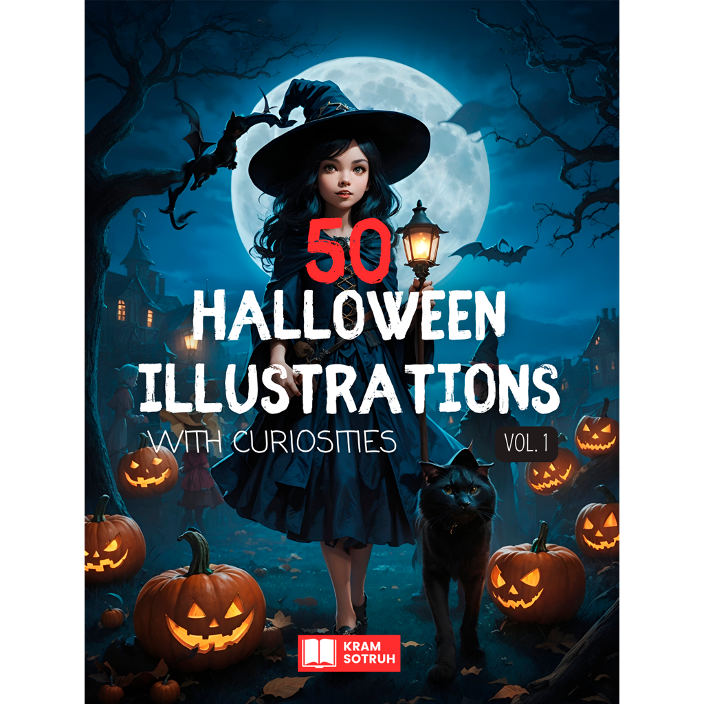 50 Halloween Illustrations + curiosities Vol. 1: Black and white high-quality images to enjoy