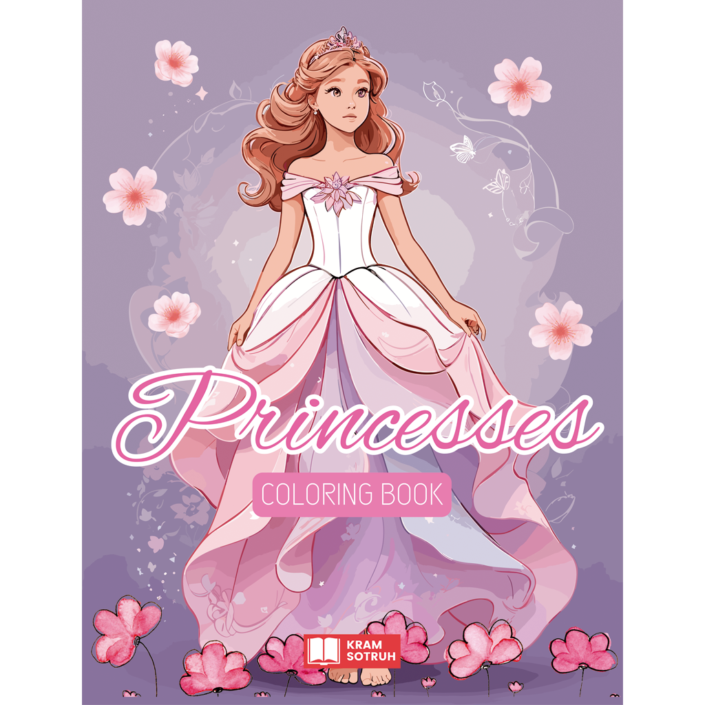 Princesses - Coloring Book: 50 beautiful drawings to paint for girls and boys from 7 years old (Perfect for a gift, Large format) Inglés